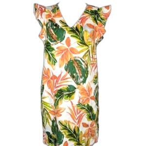 Nicole Miller Tropical Print Linen Dress - Size Medium